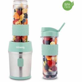 Hkoenig HKO3701335300229 Mini Batidora de Vaso Portátil SMOO18 - 300W, Vaso de 570ml, Color Verde Pastel, con 2 Botellas Incluidas