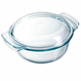 Pyrex Cacerola Classic Vidrio Transparente con Tapa, 33x26x12 cm. Resistente, Saludable. Apta Horno, Microondas, Lavavajillas, Congelador.