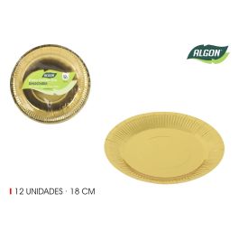 Set de 12 platos de cartón oro rojo 18 cm Algon (18 Unidades) Precio: 13.59000005. SKU: B1H39FSW3H