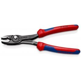KNIPEX 82 02 200 TwinGrip Alicates universales de agarre frontal bimateria 200mm, Acero Cromo Vanadio Azul/Rojo