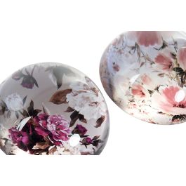 DKD Home Decor Pisapapeles Flores Cristal Rosa Lila 8 x 4 x 8 cm (2 Unidades)