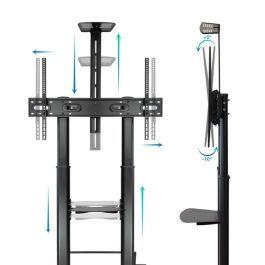 TooQ FS20404HM-B Soporte de Suelo con Ruedas para TV 60-100" Inclinable Altura Regulable 100kg con Bandejas Negro