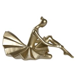 DKD Home Decor Figura Decorativa de Resina, Bailarina en Estilo Moderno, Color Dorado, 23x14.5x17 cm - Pack de 2 Unidades