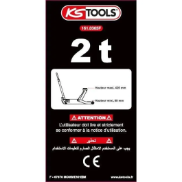 KS TOOLS 161.0365F Gato Hidráulico de 2 Toneladas Elevador de Vehículos Compacto de Aluminio/Acero Gato Rodante
