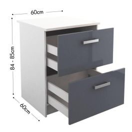 Start Mueble Bajo de Cocina 60 cm Ancho con Encimera Incluida, 2 Cajones y Diseño Contemporáneo - Gris Brillante - Fabricado en Francia Start Mueble Bajo de Cocina 60 cm Ancho con Encimera Incluida, 2 Cajones y Diseño Contemporáneo - Gris Brillante - Fabricado en Francia