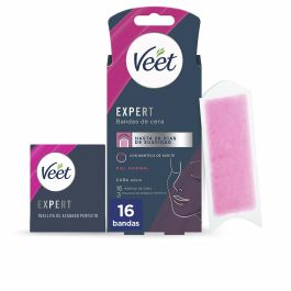 Veet EXPERT FACIAL Bandas de Cera para Piel Normal, Depilatoria Facial con Easy-Gel, 16 Unidades