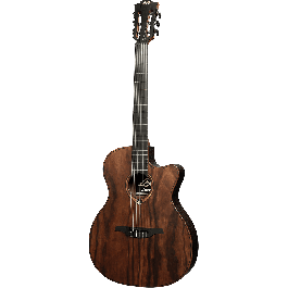 LAG Guitarra Acústica Nylon Auditorium Slim Cutway A/E Natural Satinado Brankowood/Eucalipto Electroacústica Stage-LAG