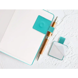 Antartik Portabolígrafos Autoadhesivo Turquesa PU Elástico para Cuaderno hasta 15mm 40x40mm