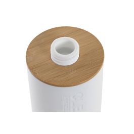 DKD Home Decor Dosificador de Jabón Líquido Basicos Estilo Nórdico Moderno con Cuerpo en PP Blanco y Base de Bambú Natural para Baño - 9x15.5x7 cm