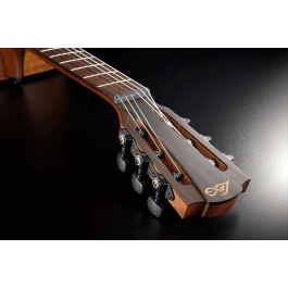 LAG Guitarra Acústica Travel Nylon Blue Wave 1 Electroacústica Cedro Rojo Macizo Caoba Marrón Natural Satinado