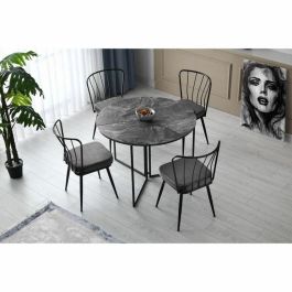 Mesa de comedor redonda YAPRAK para 4 personas - Antracita - 100 x 100 x 72 cm - MEN8683342538817