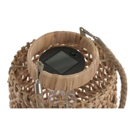 DKD Home Decor Lámpara Solar para Terraza y Jardín Marrón Fibra y Metal 23 x 36 x 23 cm Set de 3 (2 Unidades)