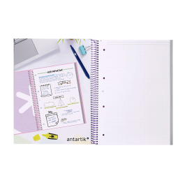 Antartik Cuaderno Espiral A4 Micro Dots Tapa Forrada 80 Hojas 90gr Rayado Puntos Rosa