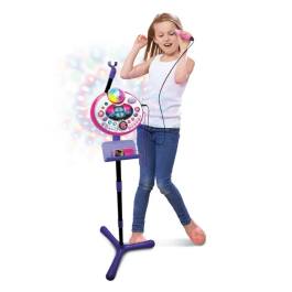 Vtech Micrófono Karaoke Kidi Superstar Lightshow Rose para Niña, Efectos de Luz, Idioma Francés