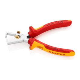 Knipex Alicate pelacables 110616, cromado, mangos aislados, 160x57x19mm, para conductores hasta 5mm, norma VDE DIN EN 60900 Knipex Alicate pelacables 110616, cromado, mangos aislados, 160x57x19mm, para conductores hasta 5mm, norma VDE DIN EN 60900