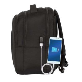 Mochila para Portátil y Tablet con Salida USB Safta Business Negro (31 x 45 x 23 cm)