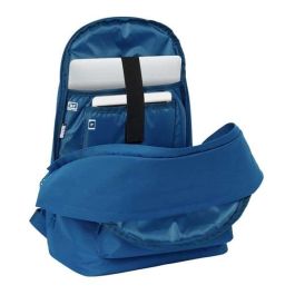 Safta Mochila Doble para Portátil 15,6" + USB Real Madrid Chica Azul 31x44x18 cm