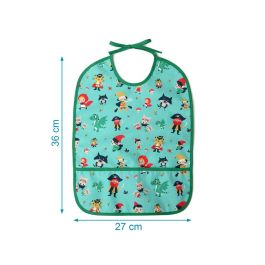 KioKids Babero Impermeable Verde con Bolsillo Recogemigas y Cierre de Lazo para Bebé +4 Meses Poliéster TPU