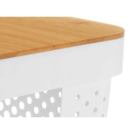 Caja Multiusos Kinvara CH52970 (25) Blanco Marrón Bambú Polipropileno 35,7 x 22 x 26,2 cm (4 Unidades)