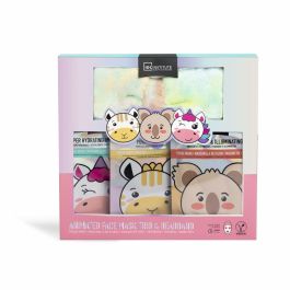 IDC INSTITUTE Set de Spa Cute Animals 4 pz - Diadema y 3 Mascarillas Faciales Purificantes, Hidratantes e Iluminadoras