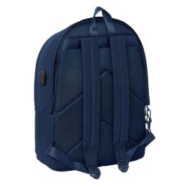 Safta Mochila Doble para Portátil 15,6" + USB Real Madrid Chica Marino 31x44x18 cm