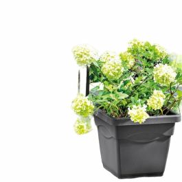 Deroma Maceta Cuadrada Day R Antracita 38 cm x 33.5 cm, 27.4 L, Uso Exterior, 100% Reciclada, Resistente a Heladas y UV