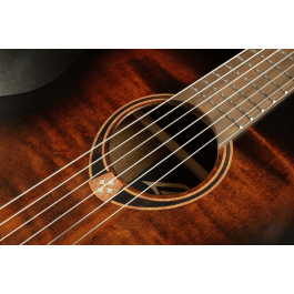 Lag Guitarra Acústica Folk Nylon Auditorium Negra Burst Tapa Abeto Engelmann Macizo Sapelli Open Pore