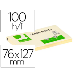 Q-connect Bloc de notas adhesivas quita y pon 76x127 mm Amarillo con 100 hojas Precio: 8.68999978. SKU: B1J9SCFLC5