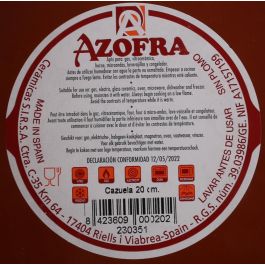 Azofra Cazuela Vitro 20 cm x 20 cm x 4 cm (18 Unidades)