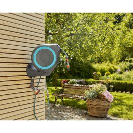 Gardena RollUp S Enrollador de Manguera Automático de Pared 15m 11mm, Rebobinado Antitorsión, Kit Listo para Usar, Borde Azul