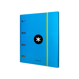 Antartik Carpeta con recambio a4 cuadro 5mm forrada 4 anillas 40mm redondas con solapa color azul
