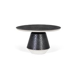 Giner y Colomer Mesa de Centro Redonda en Aluminio Gris Oscuro con Acabado Martillado y Canto Plateado Precio: 604.9879. SKU: B15E6XVTM3