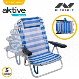 Silla de Playa Aktive Plegable Cojín Blanco Azul 48 x 84 x 46 cm (2 Unidades) Silla de Playa Aktive Plegable Cojín Blanco Azul 48 x 84 x 46 cm (2 Unidades)