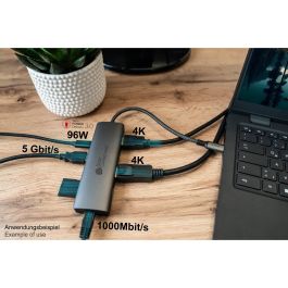 GoodConnections HUB-C001A USB-C Hub 10-Puertos: 2xHDMI, DisplayPort, USB 3.0, RJ45, Lector Tarjetas. 4K, 94W PD. Antracita
