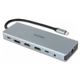 DICOTA D32065 Docking Station USB-C 13-en-1 4K HDMI/DP PD 100W Plata Aluminio