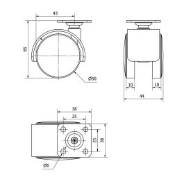 Ruedas Alex Rueda giratoria negra de polipropileno, ø 5 cm, 50 kg