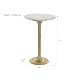 DKD Home Decor Mesita Auxiliar Glam, Aluminio y Mármol, Dorado y Blanco, Desmontable, 40x61x40 cm