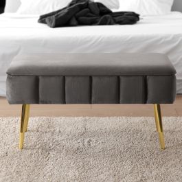 Versa Pie de Cama Sogno Gris 37.5x42x79.5 cm Versa Pie de Cama Sogno Gris 37.5x42x79.5 cm