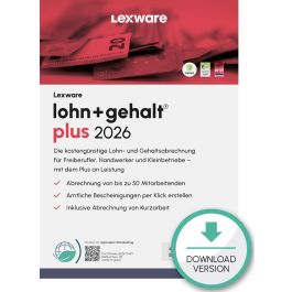 Lexware Lohn+Gehalt Plus 2026 - 1 Device, ABO - ESD-DownloadESD Software de Nóminas y Salarios Precio: 503.49999942. SKU: B1C3QXQLNR