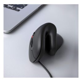 Equip 245119 Ratón Ergonómico Vertical para Mano Derecha, 7200 DPI, Cable USB-A y USB-C 1.8m, Negro - Compatible con Windows, Mac, ChromeOS