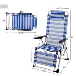 Tumbona de playa reclinable aluminio con cojín aktive 149x49x78/116 cm Tumbona de playa reclinable aluminio con cojín aktive 149x49x78/116 cm
