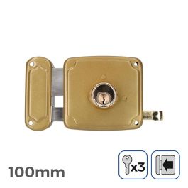 Edm Cerradura izquierda 100mm, acero, 3 llaves incluidas Edm Cerradura izquierda 100mm, acero, 3 llaves incluidas