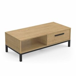 Demeyere CAL3397702718003 Mesa de centro CRAFT con 1 cajón y 1 nicho, Rectangular, Roble Hamilton/Negro, 110,4x50x36,9 cm