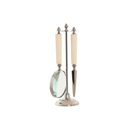 Lupa De Mano Colonial DKD Home Decor Blanco Plateado 8 x 30 x 8 cm Set de 2