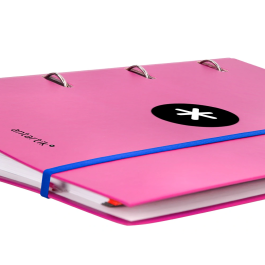 Antartik Carpeta con Recambio A4 Cuadro 5mm, Anillas 40mm Redondas, Solapa, Rosa