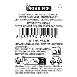 Inde Cesta Cónica Seagrass con Asas 30 cm (12 Unidades)