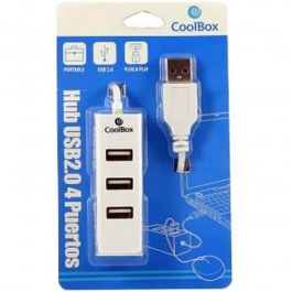 Coolbox Hub USB 2.0 4 Puertos, Distribuidor de Puertos USB, Plug & Play