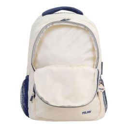 Milán Mochila Escolar 430 Since 1918 Beige y Azul Marino 25L con Compartimento Portátil, Tejido Ripstop
