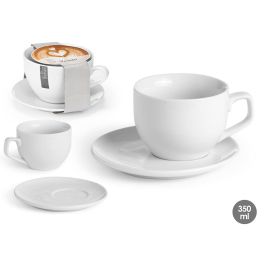 Taza con Plato Vessia Porcelana 350 ml - Blanco, 14.5x9x14.5 cm (24 Unidades) Precio: 46.69000017. SKU: B12ZAAEVR5