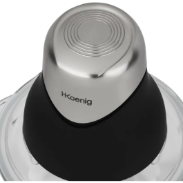 Hkoenig LEO8 Mini Picadora Eléctrica 320 W, Bol de Cristal 1 L, Cuchillas Acero Inoxidable, Negro Mate y Cromo